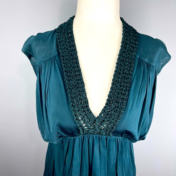 French Connection Dressy Dress V-Neck Bright Jade Color - Picture 6 of 7